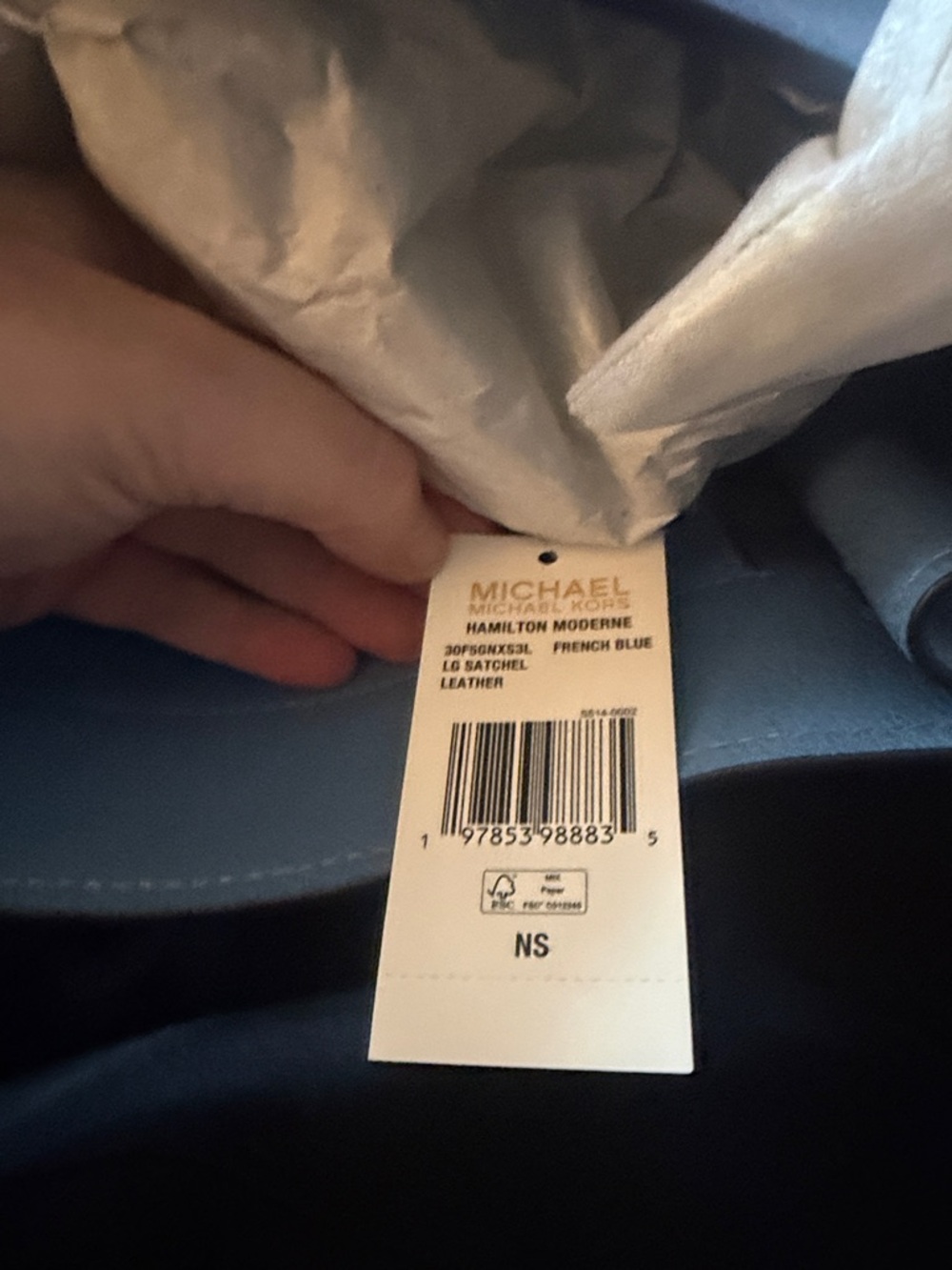 Michael Kors Navy Leather Satchel with Gold Hardware - Picture 7 of 8